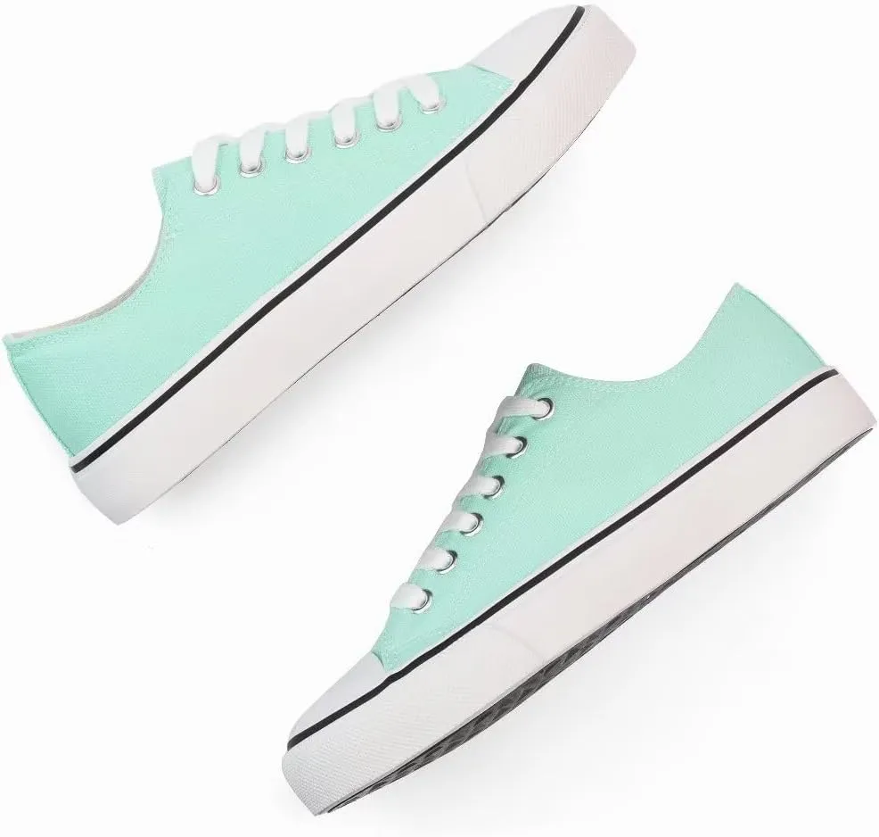 JUDIS Women??s Lace Up Canvas Shoes Low Top Fashion Sneakers Casual Tennis Walking Shoes