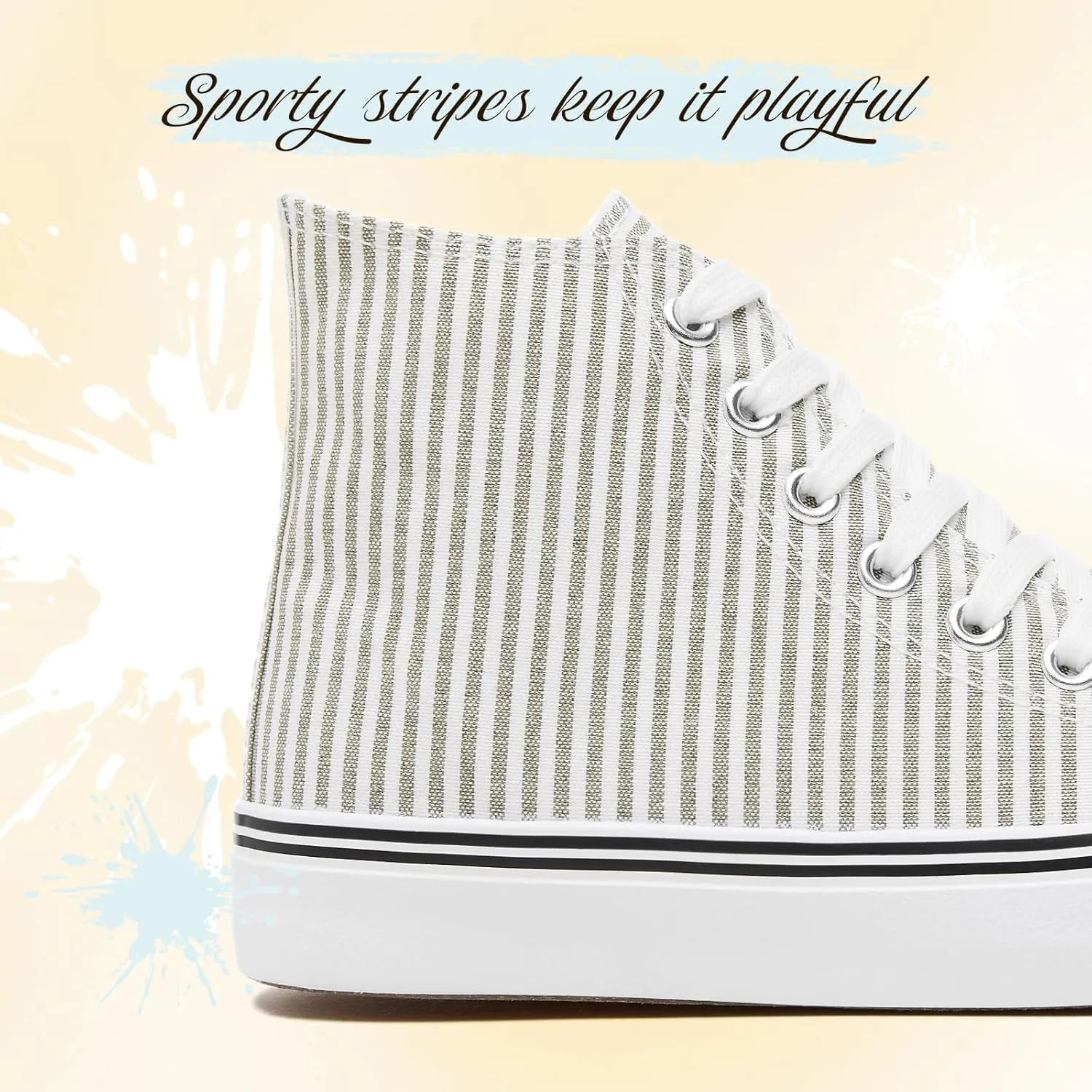 kufeiti Women's High Top Canvas Sneakers Canvas Shoes Lace up White Black Sneakers Casual Walking Shoes