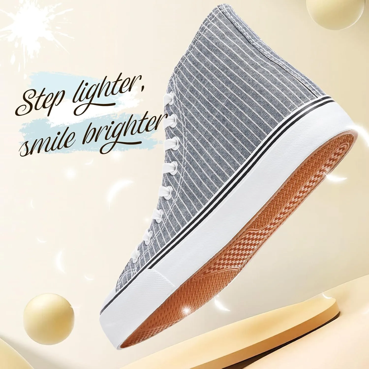 kufeiti Women's High Top Canvas Sneakers Canvas Shoes Lace up White Black Sneakers Casual Walking Shoes