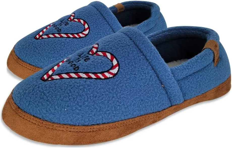 Life is Good Women's Moccasin Slippers - Suede & Fleece Closed Back Slip-Ons - Plush & Fluffy Slippers with Rubber Soles for Indoor & Outdoor Use Stylish & Comfortable Available in Different Designs