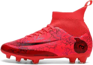 Lightweight Football Cleats Wide Design, Soccer Cleats Breathable Shock Resistant Comfortable High Top Athletic Lace Up Sport