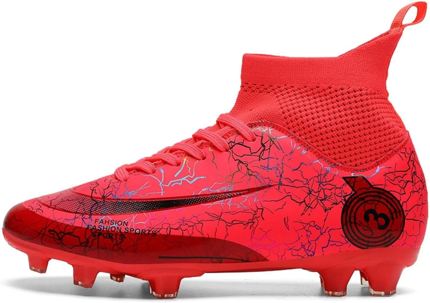 Lightweight Football Cleats Wide Design, Soccer Cleats Breathable Shock Resistant Comfortable High Top Athletic Lace Up Sport