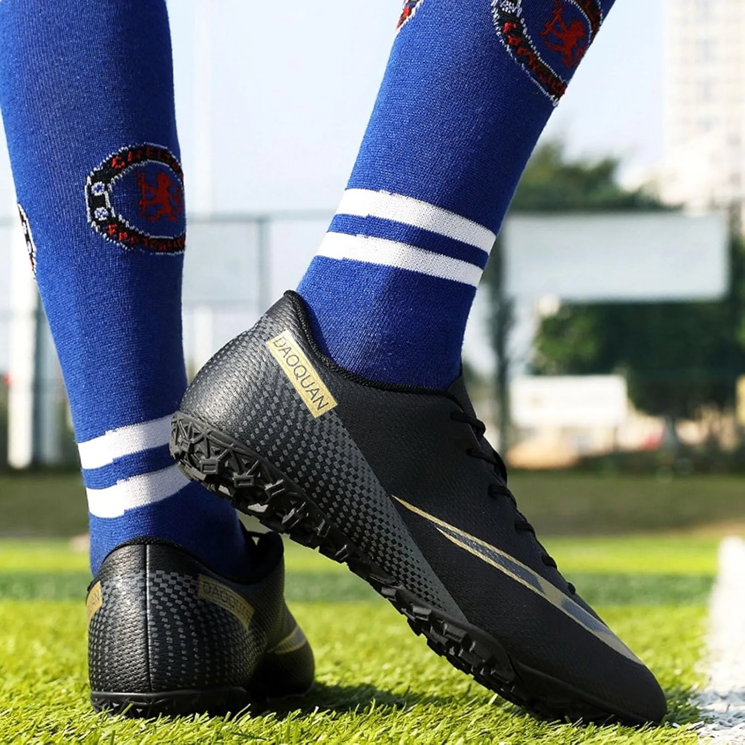 Lightweight Wide Football Cleats Competition Turf, Soccer Cleats Professional High Top Athletic Training Ground Comfortable Footwear