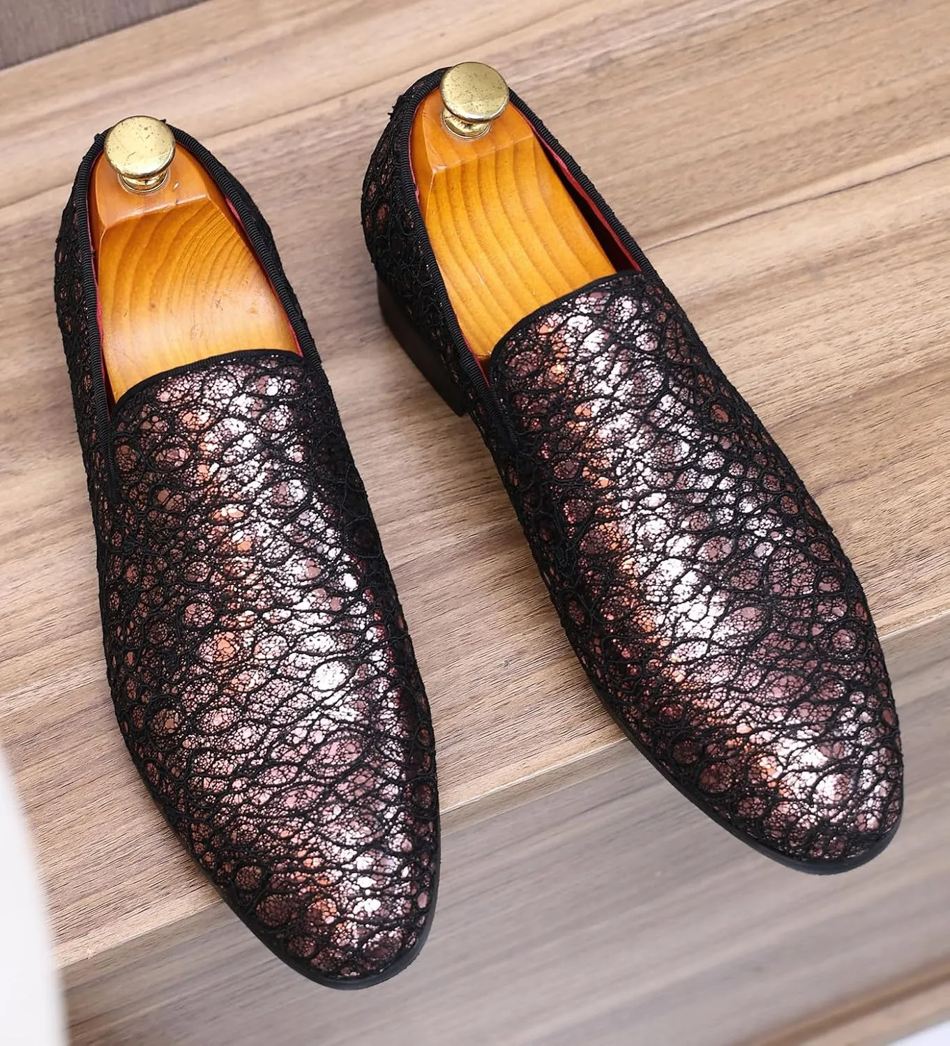 Loafers Dress Slip On Shoes for Men Smoking Sparkling Sequins Slipper Textured Glitter Tuxedo Prom Penny Loafers Mens Luxury Wedding Casual Moccasins