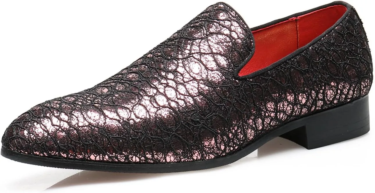 Loafers Dress Slip On Shoes for Men Smoking Sparkling Sequins Slipper Textured Glitter Tuxedo Prom Penny Loafers Mens Luxury Wedding Casual Moccasins