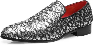 Loafers Dress Slip On Shoes for Men Smoking Sparkling Sequins Slipper Textured Glitter Tuxedo Prom Penny Loafers Mens Luxury Wedding Casual Moccasins