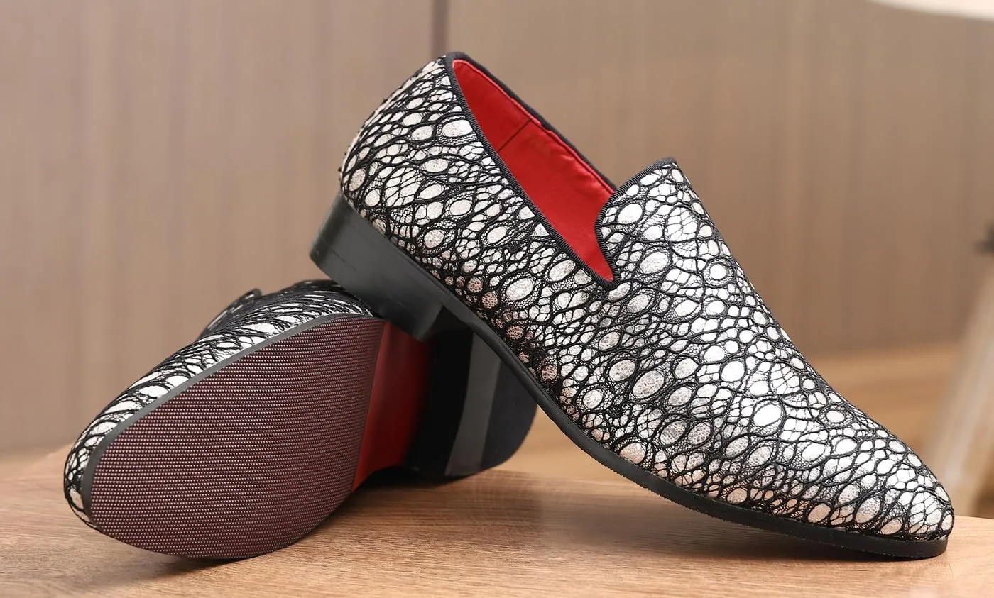 Loafers Dress Slip On Shoes for Men Smoking Sparkling Sequins Slipper Textured Glitter Tuxedo Prom Penny Loafers Mens Luxury Wedding Casual Moccasins