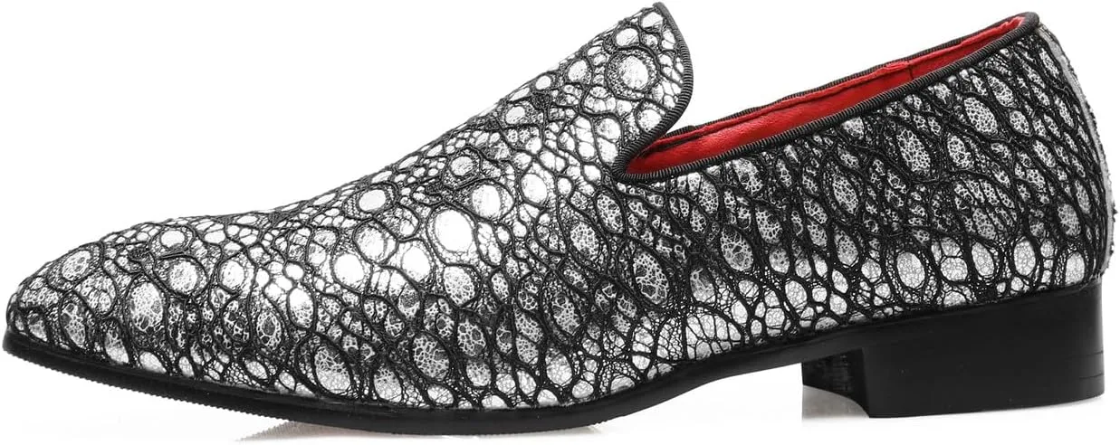 Loafers Dress Slip On Shoes for Men Smoking Sparkling Sequins Slipper Textured Glitter Tuxedo Prom Penny Loafers Mens Luxury Wedding Casual Moccasins
