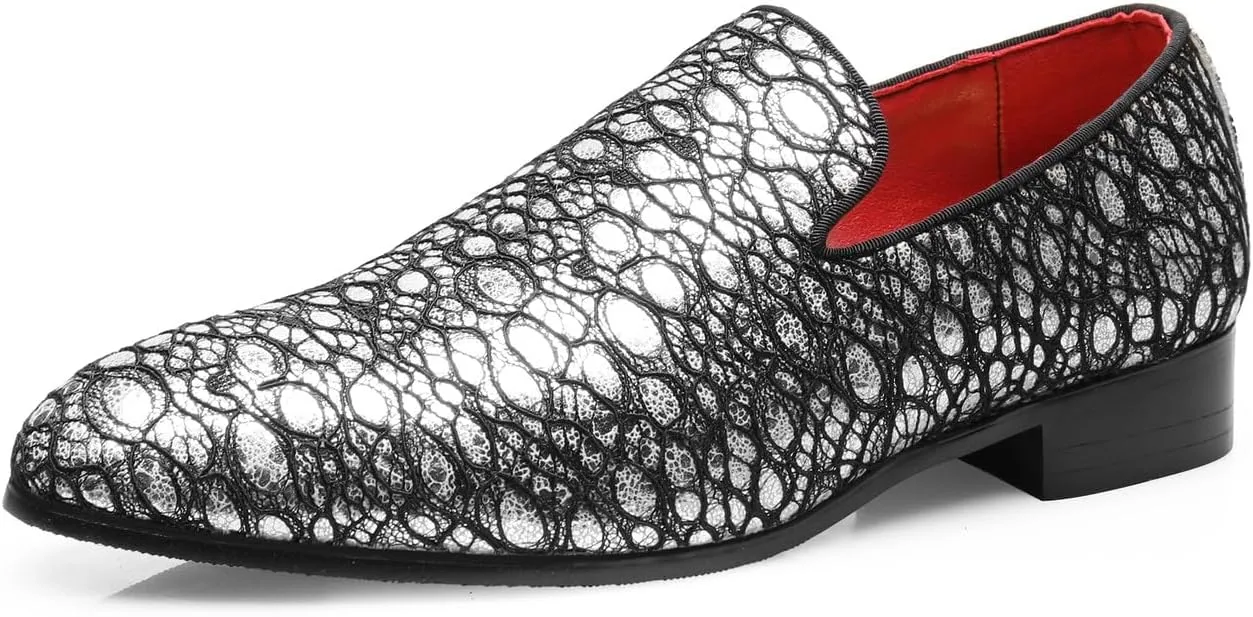 Loafers Dress Slip On Shoes for Men Smoking Sparkling Sequins Slipper Textured Glitter Tuxedo Prom Penny Loafers Mens Luxury Wedding Casual Moccasins