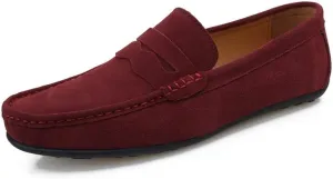 Loafers for Men Apron Toe Suede Vamp Solid Color Penny Loafer Shoe Anti-Slip Slip Resistant Flexible Classic Slip-ons