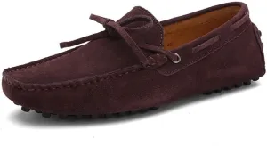 Loafers for Men Boat Shoes Genuine Leather Stitching Details Round Toe Suede Vamp Lightweight Anti-Slip Flexible Classic Casual Slip-ons