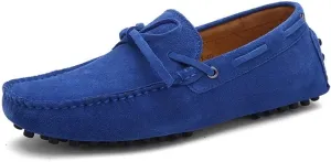 Loafers for Men Boat Shoes Genuine Leather Stitching Details Round Toe Suede Vamp Lightweight Anti-Slip Flexible Classic Casual Slip-ons