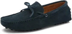 Loafers for Men Boat Shoes Genuine Leather Stitching Details Round Toe Suede Vamp Lightweight Anti-Slip Flexible Classic Casual Slip-ons