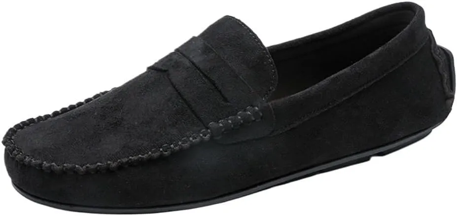 Loafers for Men Suede Vamp Loafer Stitching Details Round Toe Slip Resistant Anti-Slip Comfortable Lightweight Flat Heel Wedding Prom Slip-ons