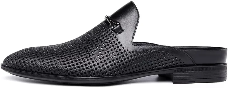 Luxury Brand Half Drag Casual Sandals Shoes Men Slippers Genuine Leather Loafers Lazy Penny Shoes Slip on Mens Shoe