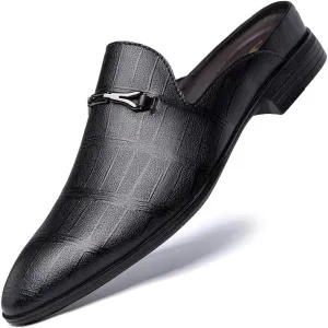 Luxury Brand Half Drag Casual Sandals Shoes Men Slippers Genuine Leather Loafers Lazy Penny Shoes Slip on Mens Shoe