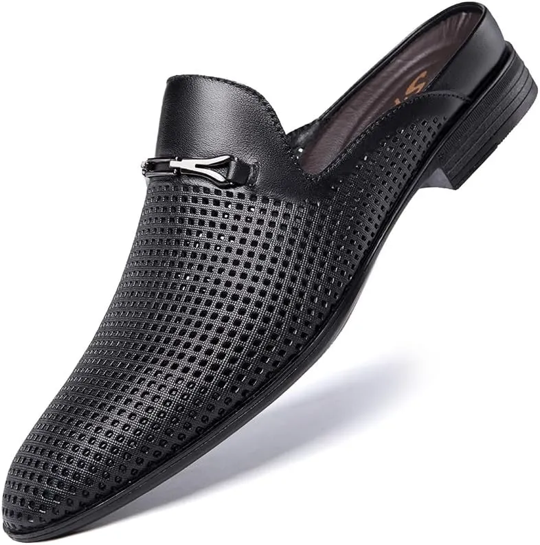 Luxury Brand Half Drag Casual Sandals Shoes Men Slippers Genuine Leather Loafers Lazy Penny Shoes Slip on Mens Shoe