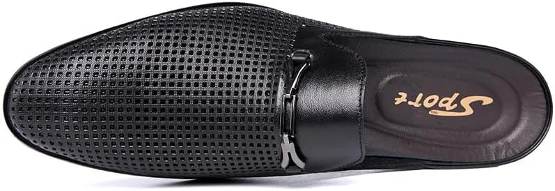 Luxury Brand Half Drag Casual Sandals Shoes Men Slippers Genuine Leather Loafers Lazy Penny Shoes Slip on Mens Shoe