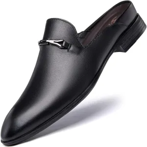 Luxury Brand Half Drag Casual Sandals Shoes Men Slippers Genuine Leather Loafers Lazy Penny Shoes Slip on Mens Shoe