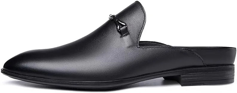 Luxury Brand Half Drag Casual Sandals Shoes Men Slippers Genuine Leather Loafers Lazy Penny Shoes Slip on Mens Shoe
