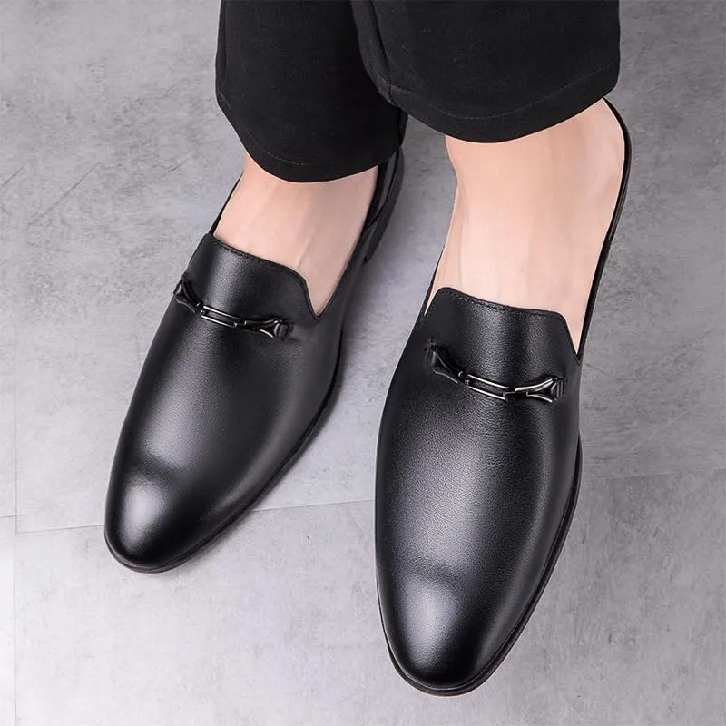 Luxury Brand Half Drag Casual Sandals Shoes Men Slippers Genuine Leather Loafers Lazy Penny Shoes Slip on Mens Shoe