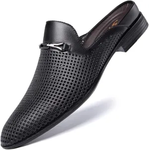 Luxury Brand Half Drag Casual Sandals Shoes Men Slippers Genuine Leather Loafers Lazy Penny Shoes Slip on Mens Shoe