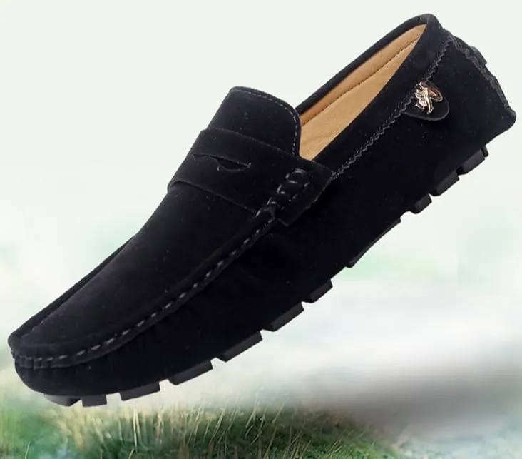 Luxury Men's Suede Penny Loafers, Non-Slip Driving Shoes, All-Season Breathable Slip-Ons for Business, Prom & Everyday