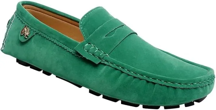 Luxury Men's Suede Penny Loafers, Non-Slip Driving Shoes, All-Season Breathable Slip-Ons for Business, Prom & Everyday