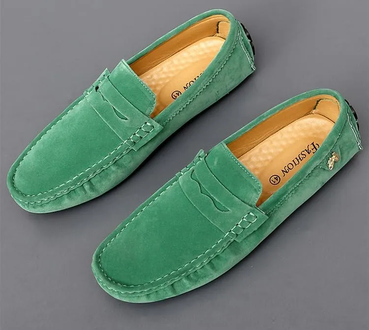 Luxury Men's Suede Penny Loafers, Non-Slip Driving Shoes, All-Season Breathable Slip-Ons for Business, Prom & Everyday