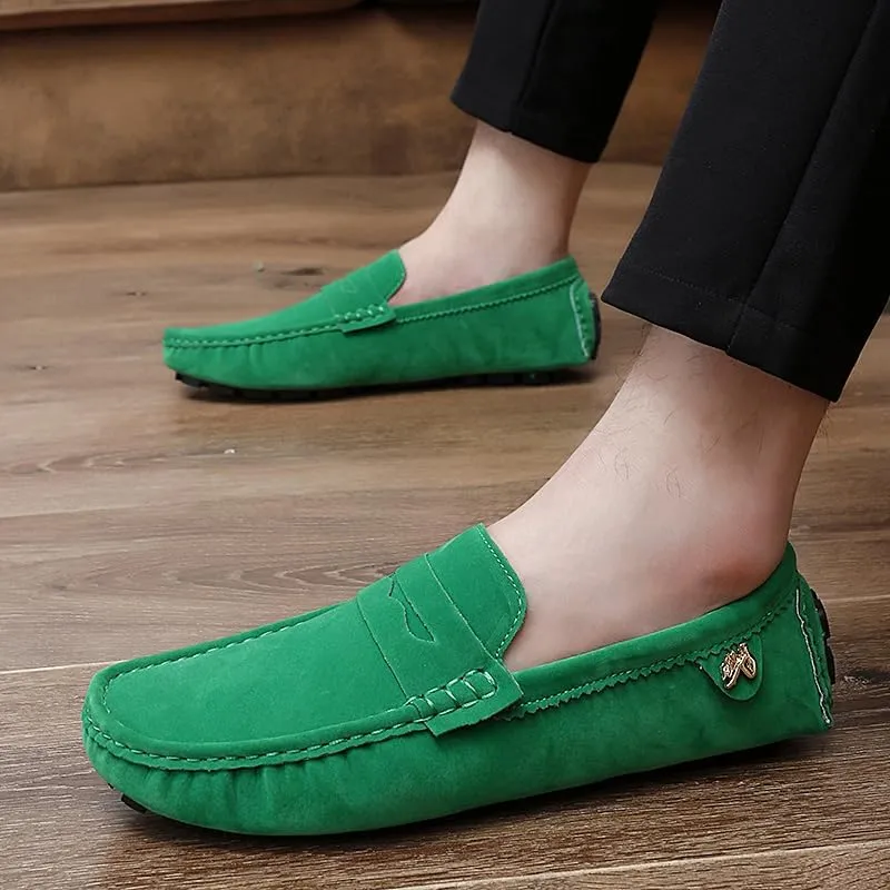 Luxury Men's Suede Penny Loafers, Non-Slip Driving Shoes, All-Season Breathable Slip-Ons for Business, Prom & Everyday