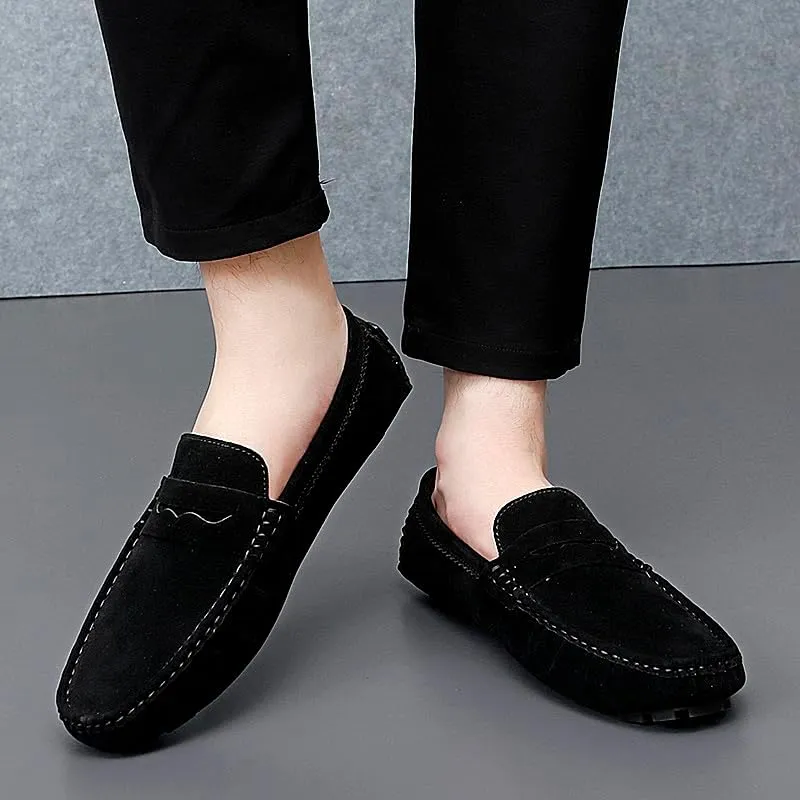 Luxury Men's Suede Penny Loafers, Non-Slip Driving Shoes, All-Season Breathable Slip-Ons for Business, Prom & Everyday