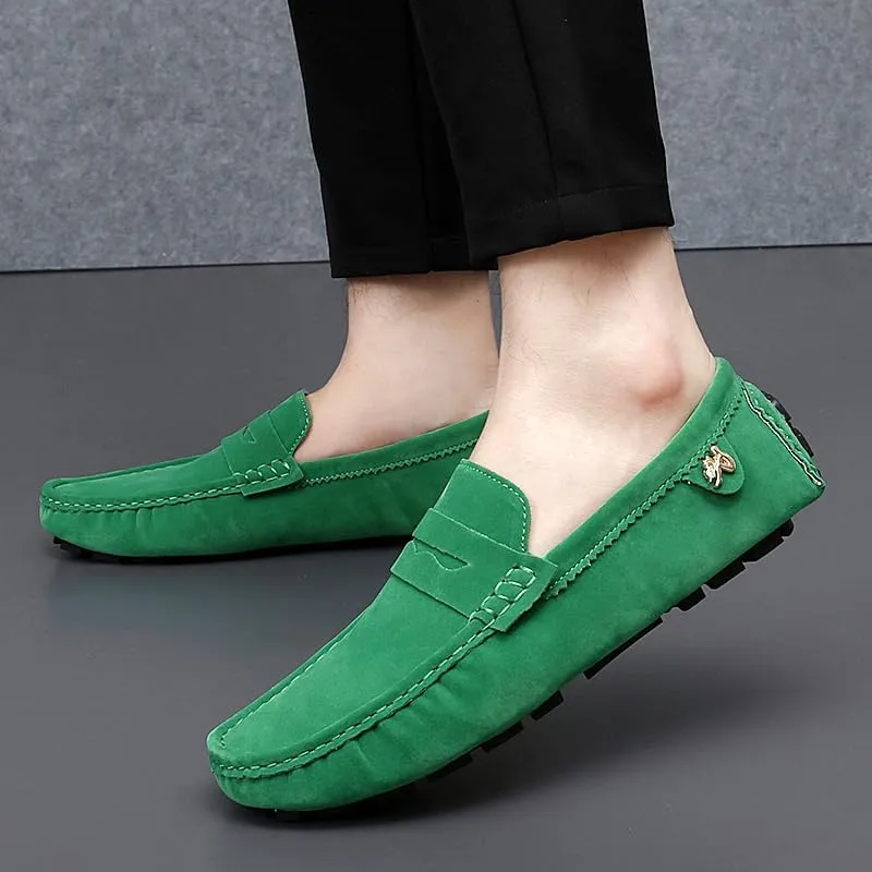 Luxury Men's Suede Penny Loafers, Non-Slip Driving Shoes, All-Season Breathable Slip-Ons for Business, Prom & Everyday