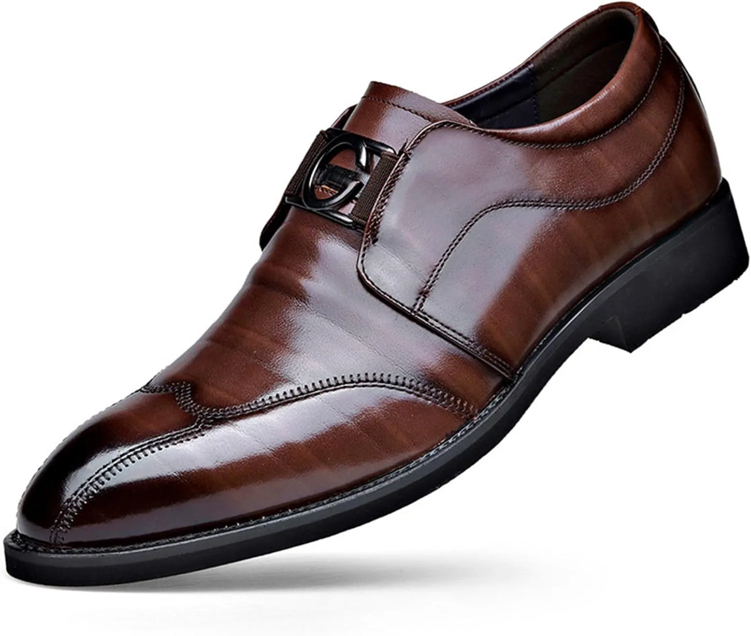 Men Loafer Shoes Classic Pointed Toe Pull-on Formal Oxfords Shoes Office Casual Slip-Ons Business Wedding Dress Shoes