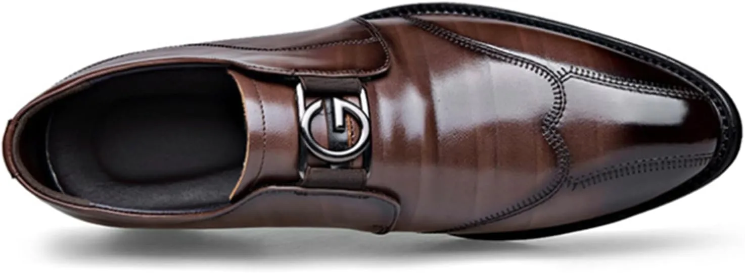 Men Loafer Shoes Classic Pointed Toe Pull-on Formal Oxfords Shoes Office Casual Slip-Ons Business Wedding Dress Shoes