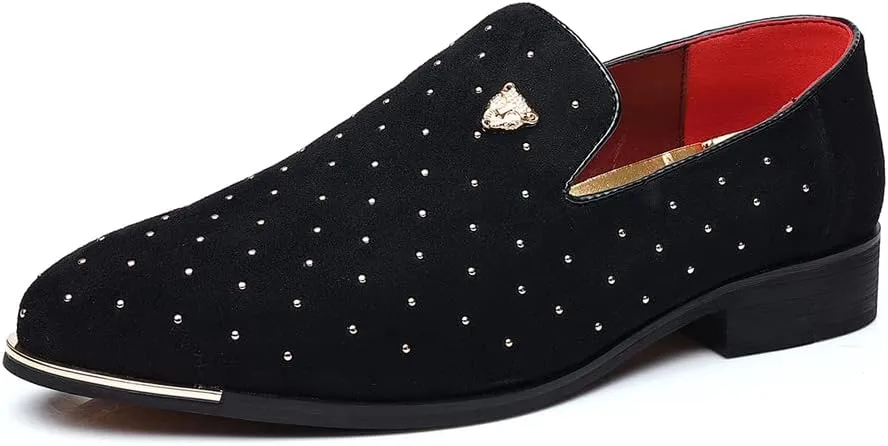 Men Slip-On Loafers Velvet Leather Oxfords Luxury Party Dress Shoes Nightclub Shoes