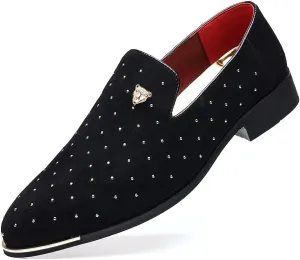 Men Slip-On Loafers Velvet Leather Oxfords Luxury Party Dress Shoes Nightclub Shoes