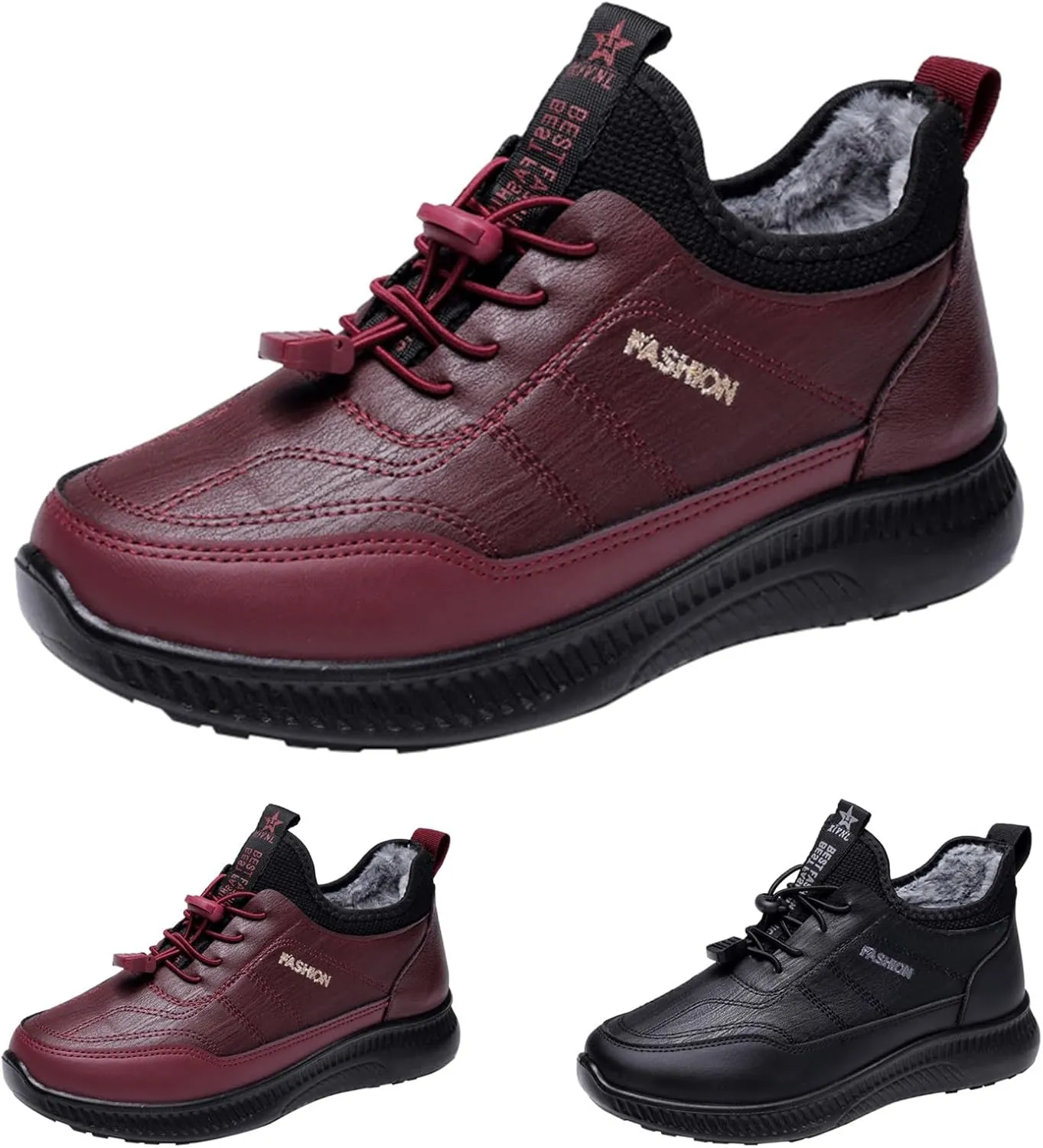 Men Work Boots Wide Width Hiking Sneakers Shoes with Fur Lined Womens Safety Toe Shoes Waterproof Waterproof Outdoor Shoes Lightweight Anti Slip Hike Grounded Footwear