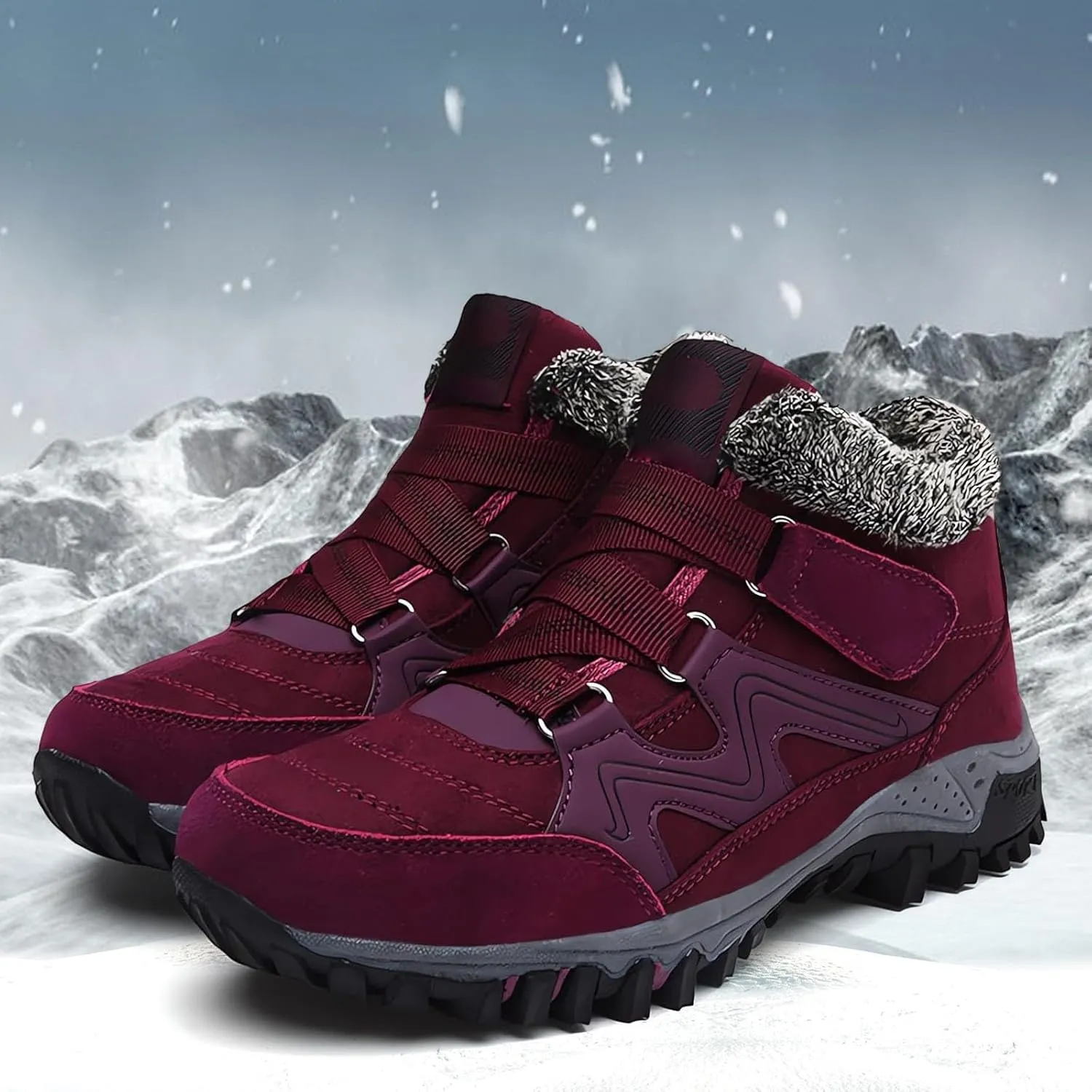 Men Work Boots with Zipper Hiking Sneakers Warm Fur Lined Women's Safety Shoes Soft Toe Platform Sneakers Indestructible Hike Grounded Footwear