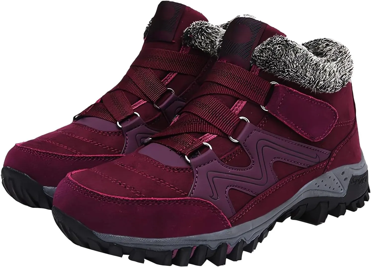 Men Work Boots with Zipper Hiking Sneakers Warm Fur Lined Women's Safety Shoes Soft Toe Platform Sneakers Indestructible Hike Grounded Footwear