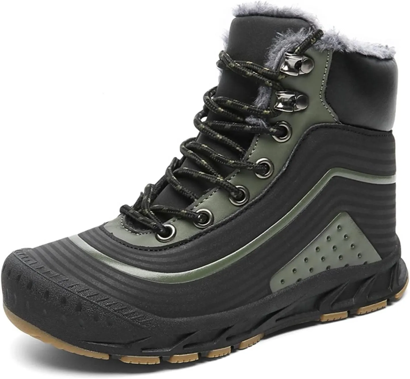Mens Boots Men's boots Winter waterproof plush snow boots Outdoor men's shoes Safety boots Leather work hiking