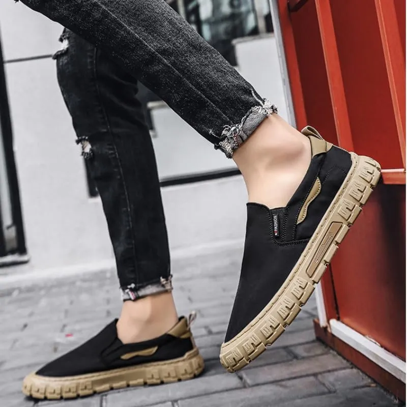 Men's Breathable Canvas-Bottom Casual Skate Shoes with Lace-Up Design - Ideal for Outdoor Leisure & Daily Wear