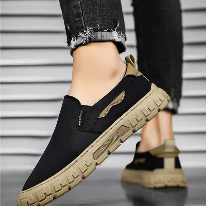 Men's Breathable Canvas-Bottom Casual Skate Shoes with Lace-Up Design - Ideal for Outdoor Leisure & Daily Wear