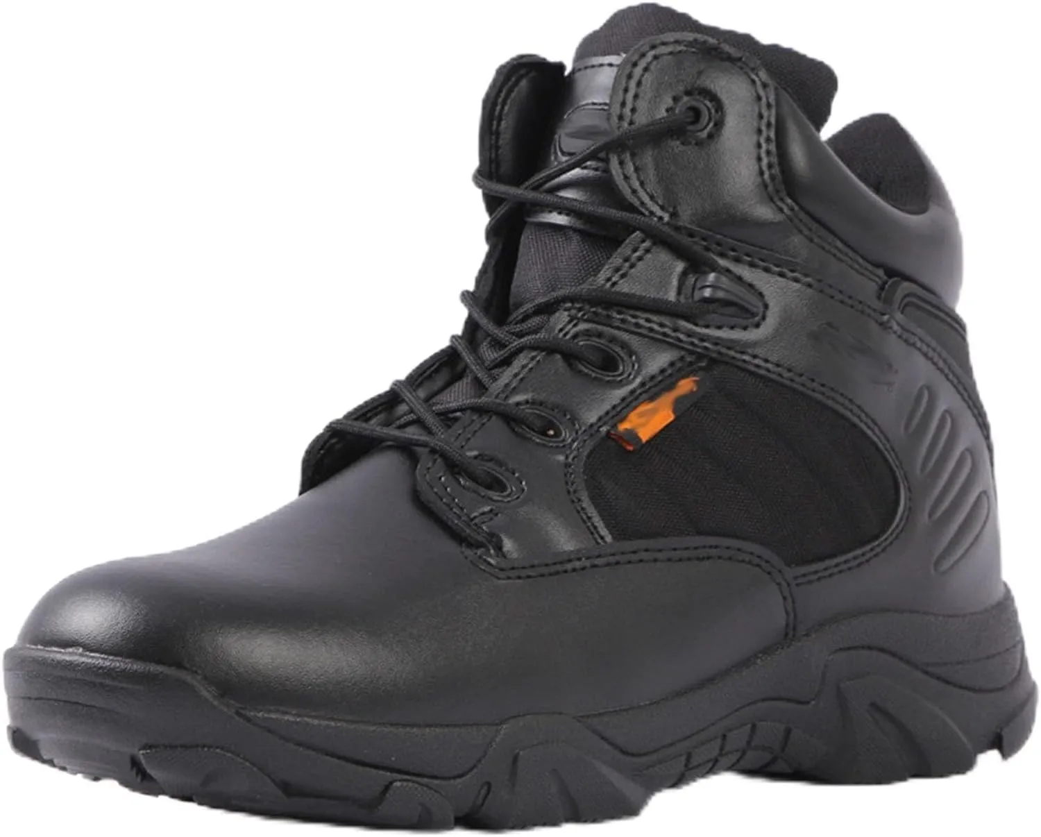 Men's Breathable Tactical Military Work Boots Side Zipper Leather Lightweight Hiking Motorcycle Combat Boots