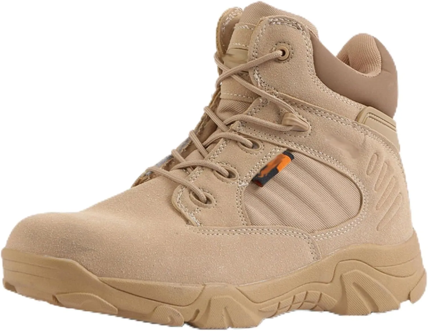 Men's Breathable Tactical Military Work Boots Side Zipper Leather Lightweight Hiking Motorcycle Combat Boots