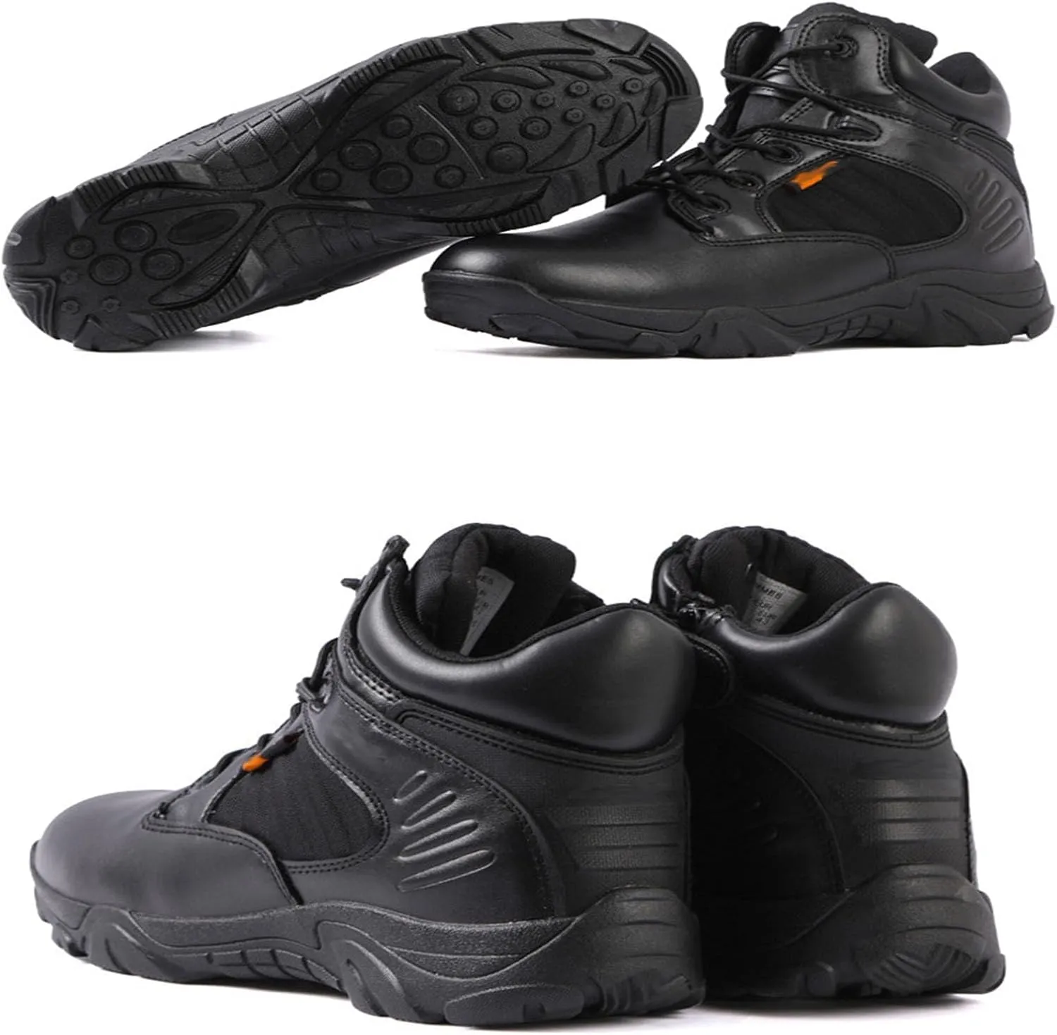 Men's Breathable Tactical Military Work Boots Side Zipper Leather Lightweight Hiking Motorcycle Combat Boots