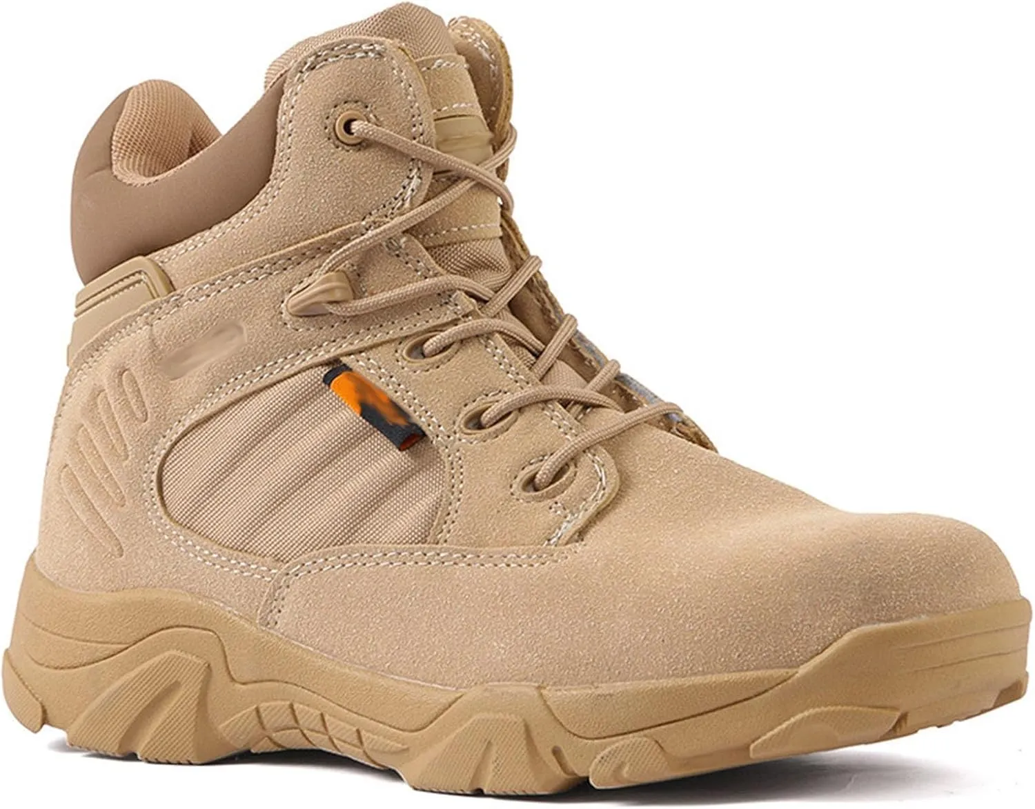 Men's Breathable Tactical Military Work Boots Side Zipper Leather Lightweight Hiking Motorcycle Combat Boots