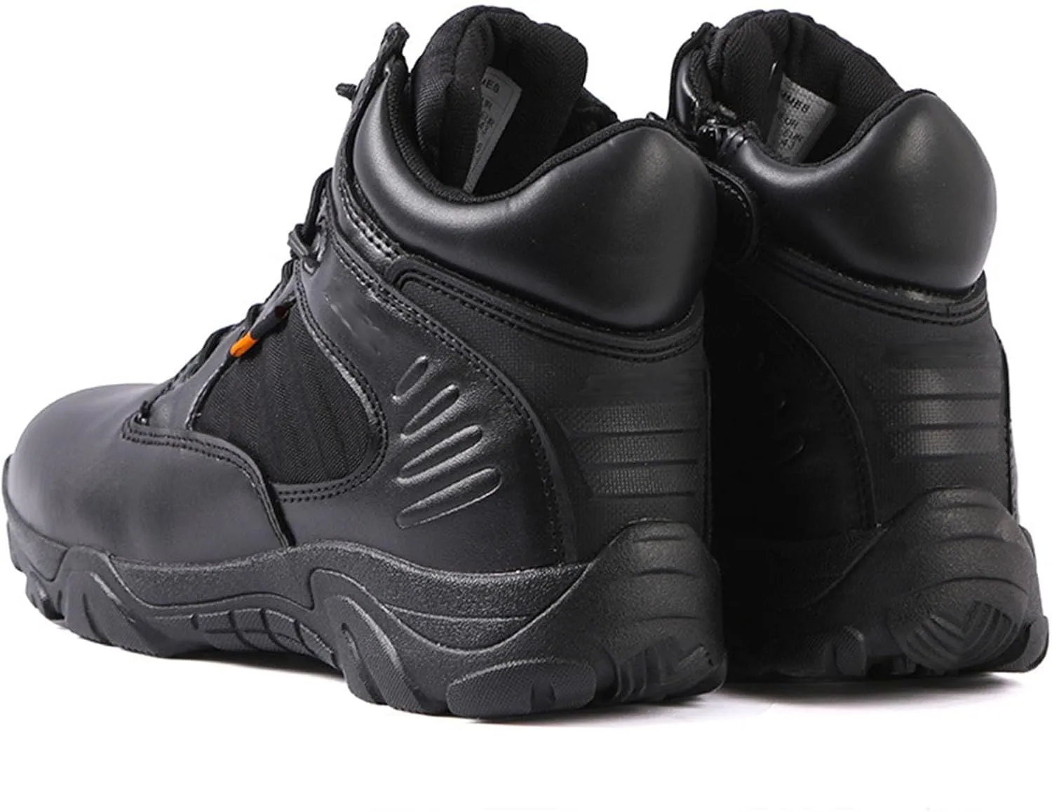 Men's Breathable Tactical Military Work Boots Side Zipper Leather Lightweight Hiking Motorcycle Combat Boots