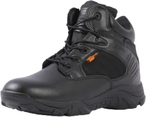 Men's Breathable Tactical Military Work Boots Side Zipper Leather Lightweight Hiking Motorcycle Combat Boots