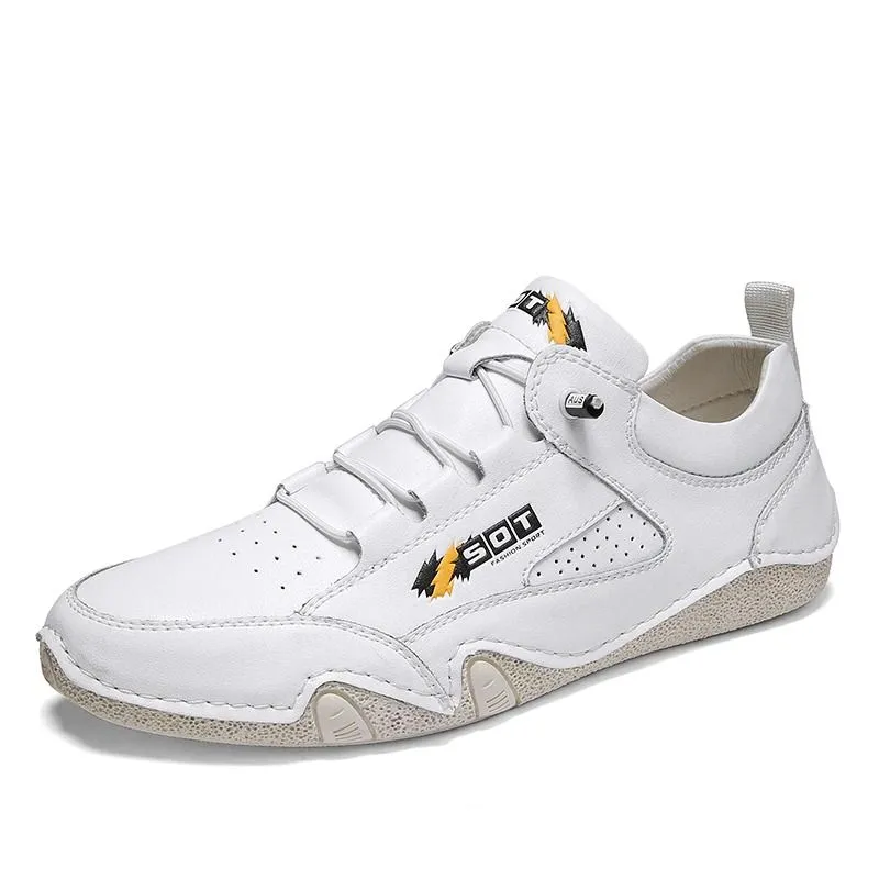 Men's Casual Lace-Up Leather Sneakers