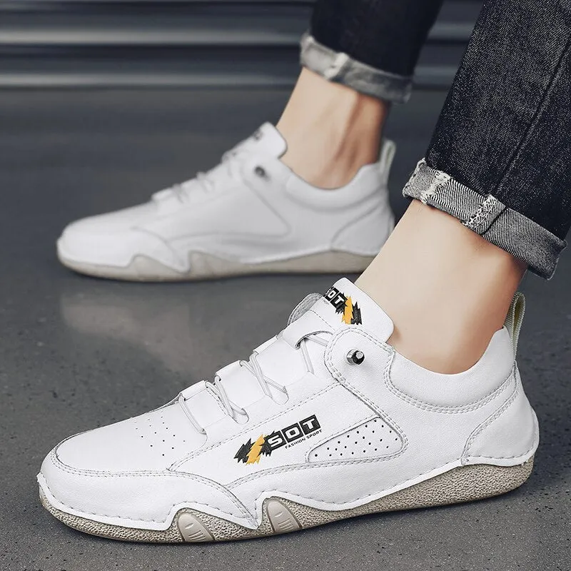 Men's Casual Lace-Up Leather Sneakers